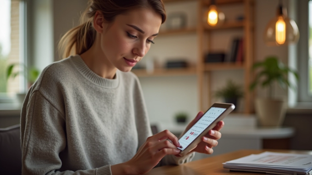 Person reviewing digital calendar on tablet with family photos and schedules visible